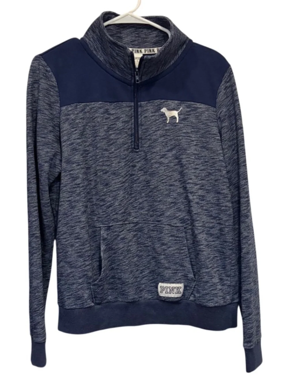 Victoria's Secret PINK Marled Blue Quarter Zip Pullover